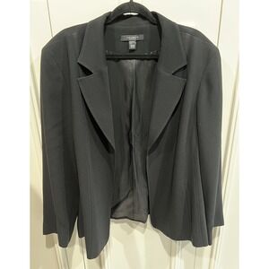 Louben Woman Black Open Front‎ Blazer Career Minimalist Classic Capsule Business